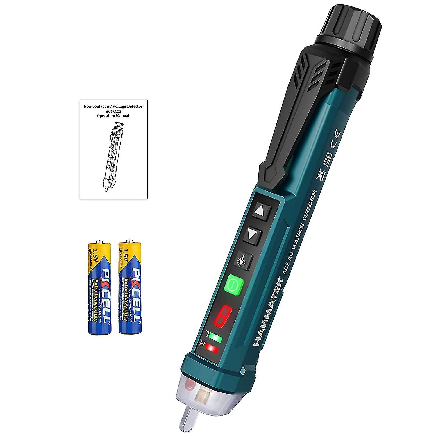 Non-contact Voltage Detector, Ac2 Adjustable Sensitivity With Laser Function/lcd Display/led Flashlight/dual Range 12v/48v-1000v