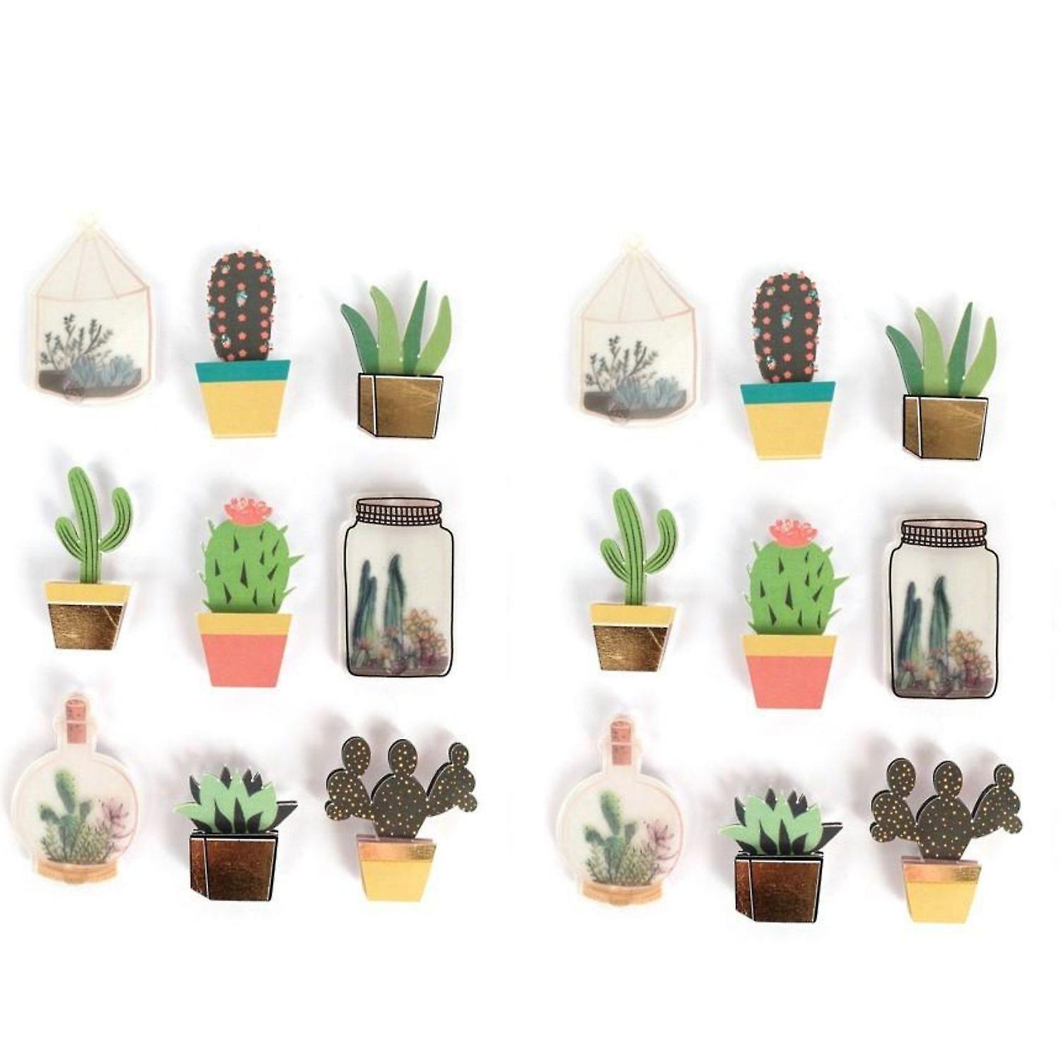 18 cactus and botanical 3D stickers 4 cm