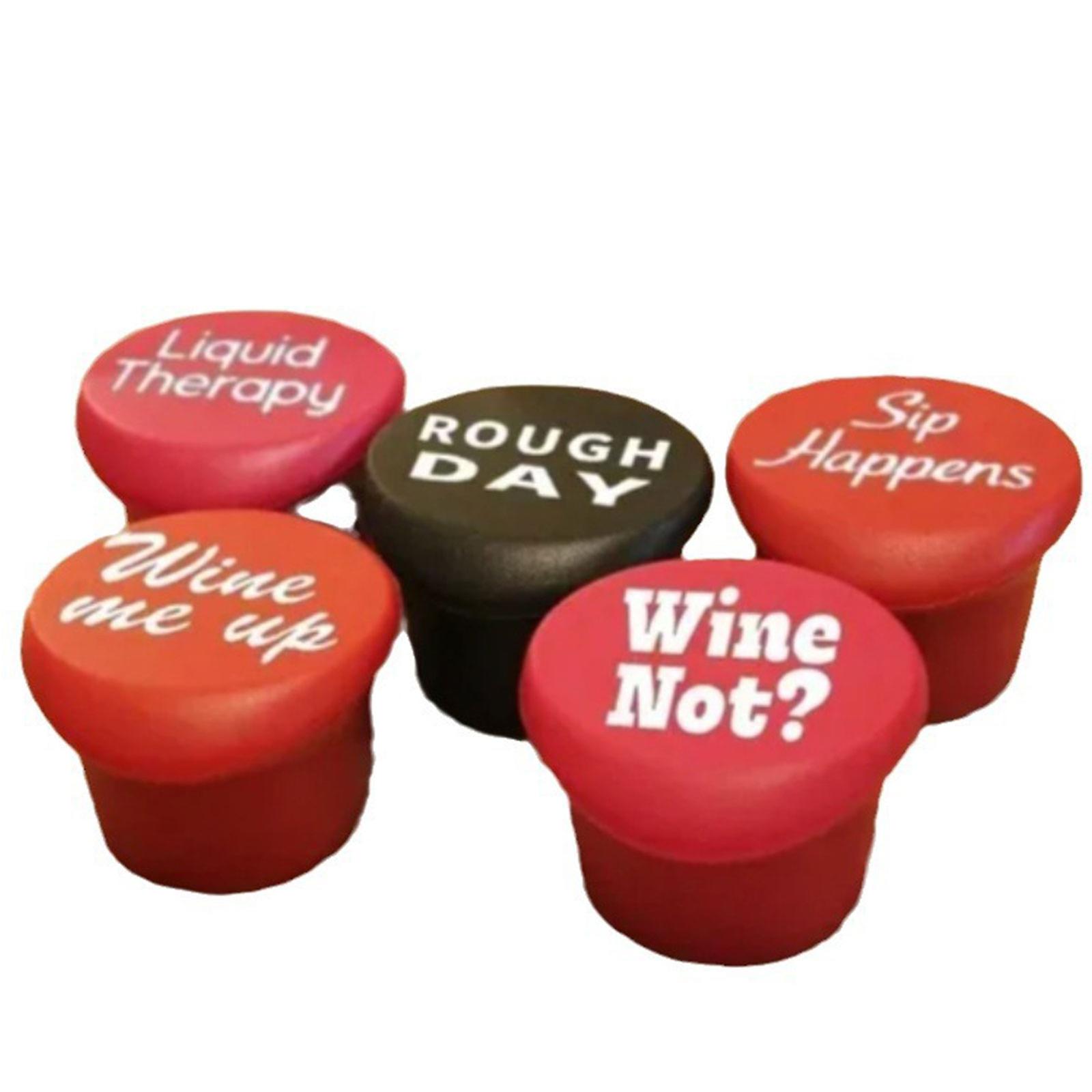5 fun silicone wine bottle stopper sets