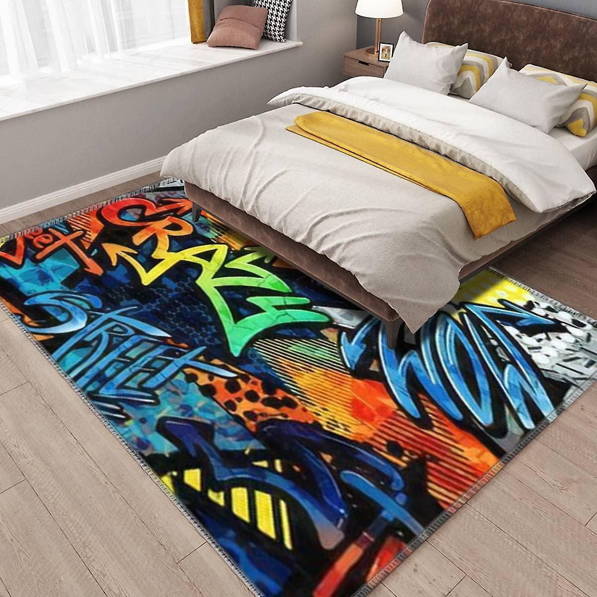 New 3d Abstract Bright Graffiti Area Rugs For Kids Abstract Colorful ...