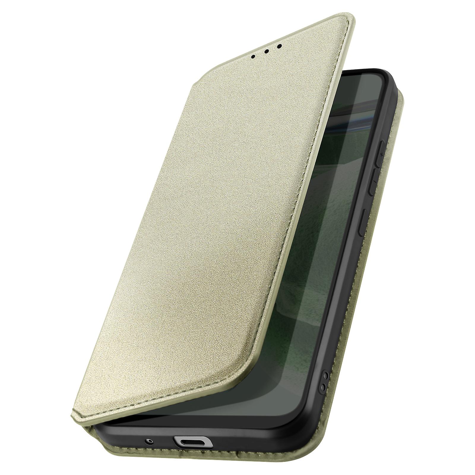 Flip Case for iPhone 13 Pro Max Magnetic Card Holder and Video Support Gold