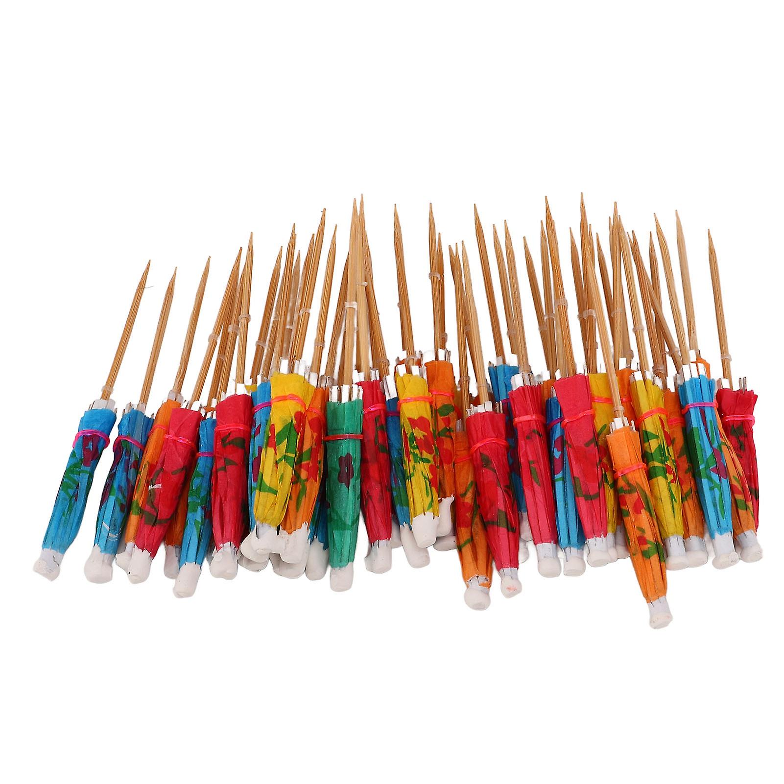 200Pcs Cocktail Umbrellas Multi Color Exquisite Pattern Safe Paper Bamboo Drink Umbrellas for Bar