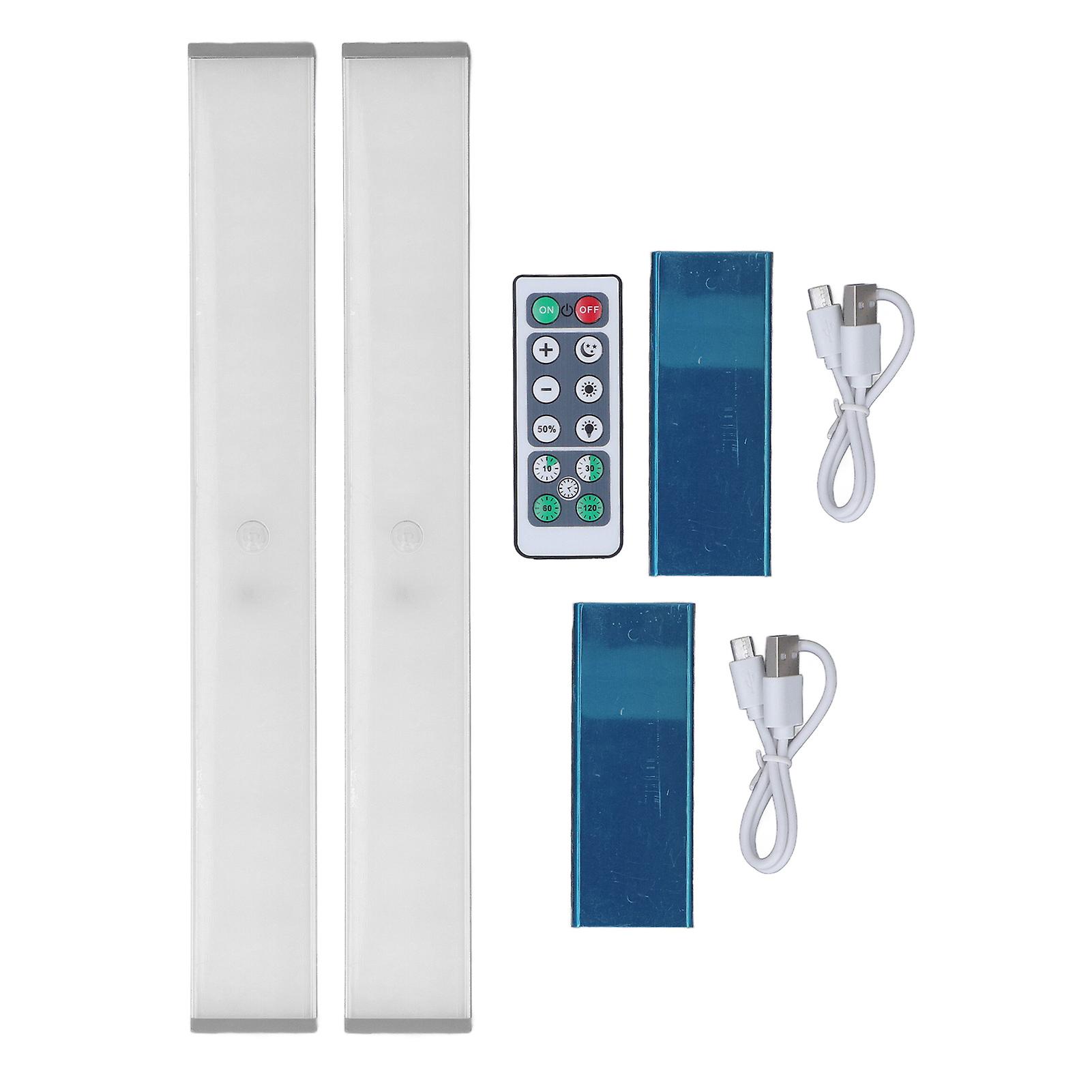 Risegun 2 Set LED Motion Sensor Cabinet Light Rechargeable Brightness Adjustable Timing Motion Sensor Light Cold White