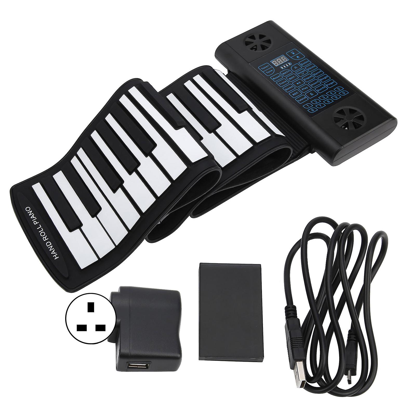 Soft Keyboard Piano 61‑Key Roll Up Silicone Rechargeable Dual Bluetooth Speakers 100‑240V