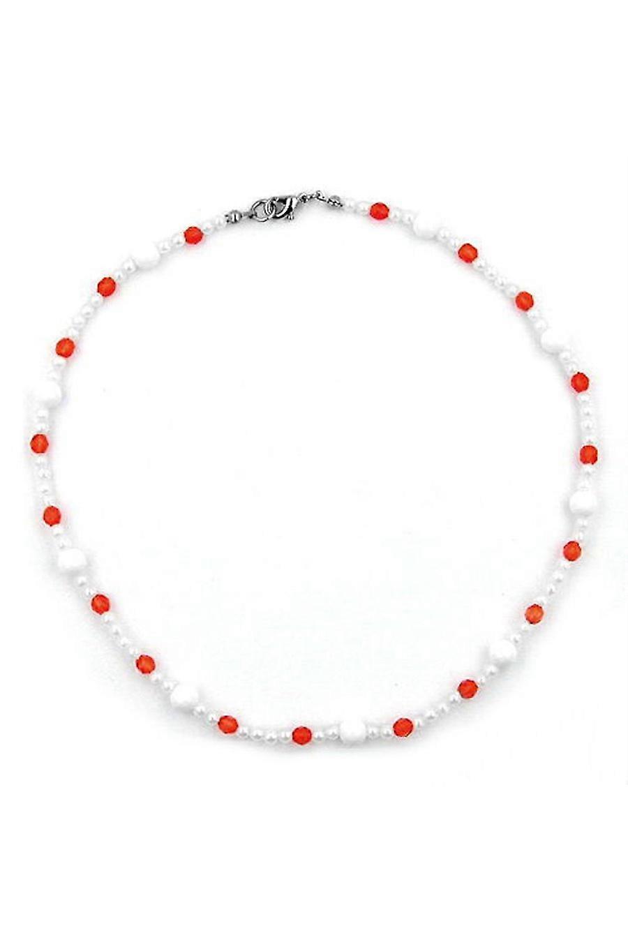 Necklace Beads Red/white - Gl01967