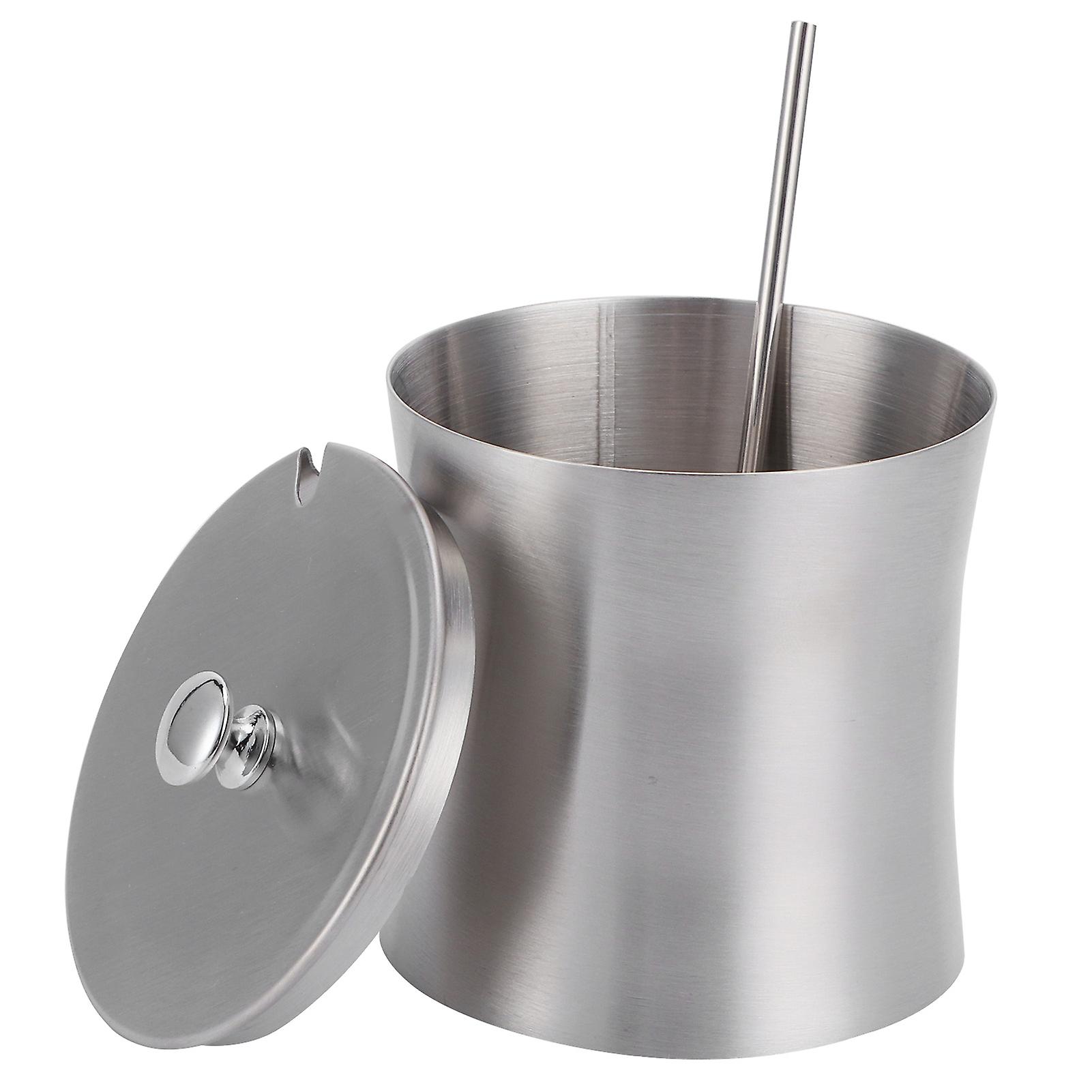 Stainless Steel Seasoning Pot with Cover and Spoon - Spice, Condiment, and Seasoning Storage Jar for Gourmet Cooking