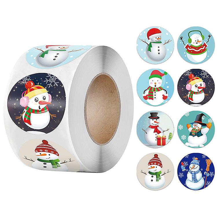 2X 500pcs 8 Christmas Snowman Pattern Merry Christmas Festival Letter Seal Self-paste Paper Label
