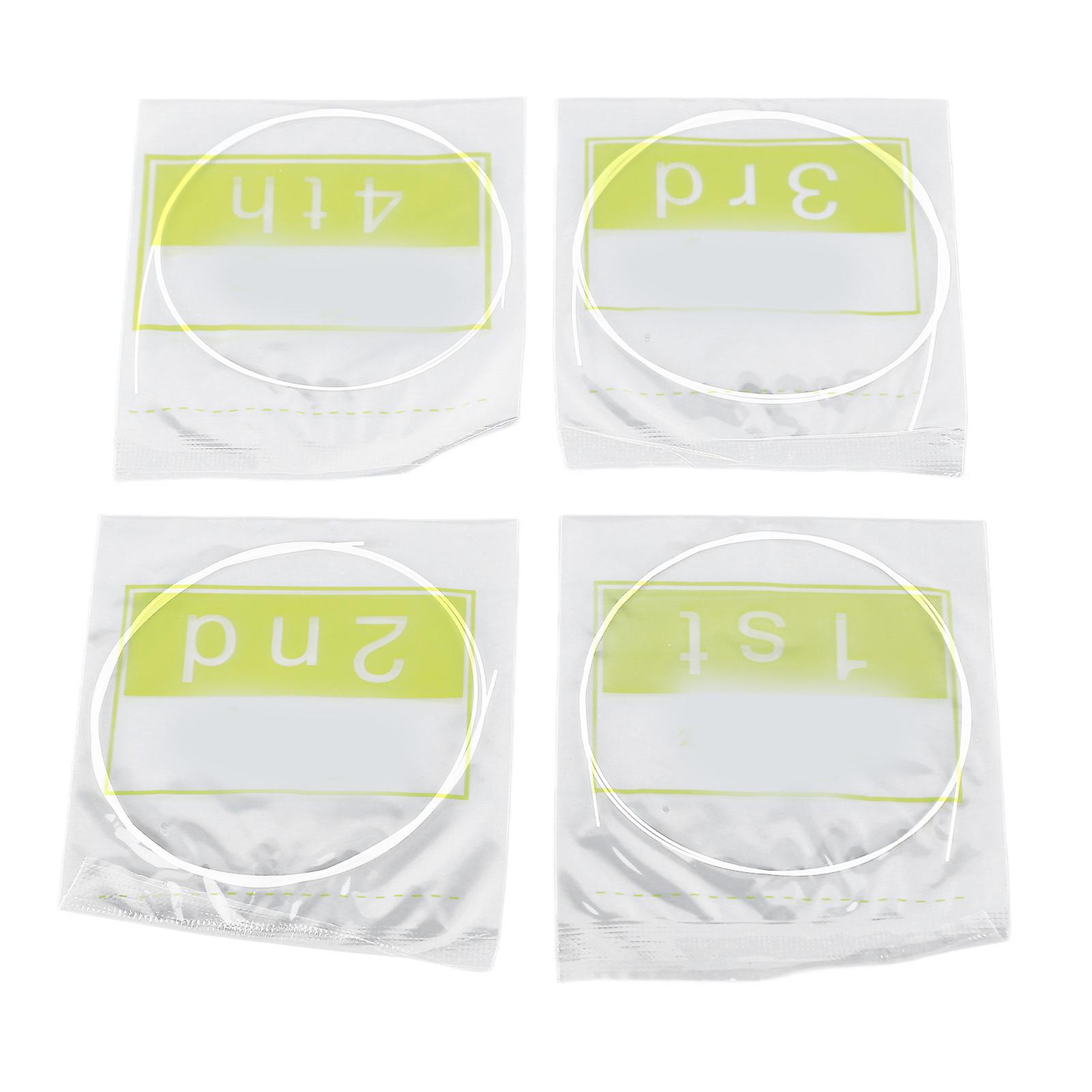 4Pcs Ukulele String Set Nylon Clear Bright Sound Easy Install Instrument String for Repair White 