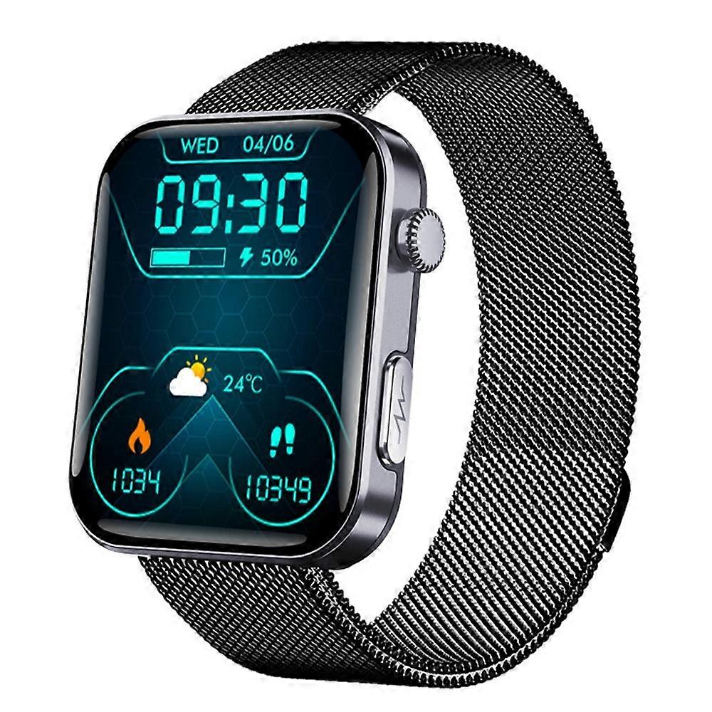 F300  2.1-inch Screen Smart Watch Black Milan