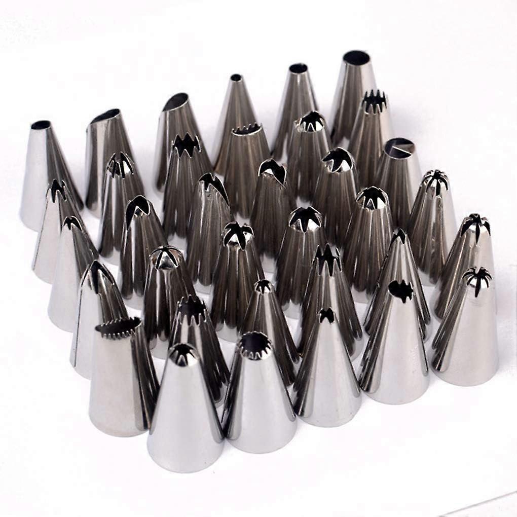 24pcs Reusable Stainless Steel Icing Tip Pastry Tips Cake Decorating Supplies Random Patterns