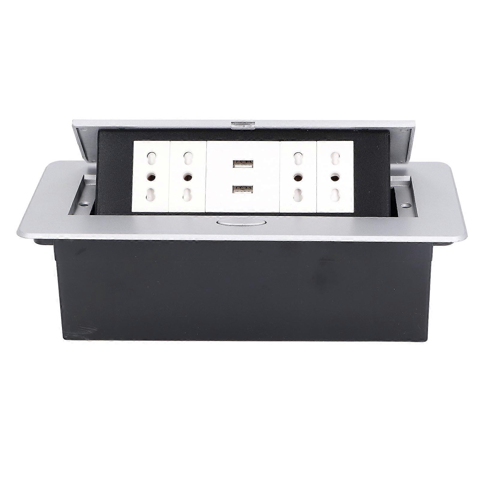 Stikkontakt Box 4 Schweiz Standard 3-hullers stikkontakter Dual USB-porte Pop Up Embedded Plugacle Box AC250V