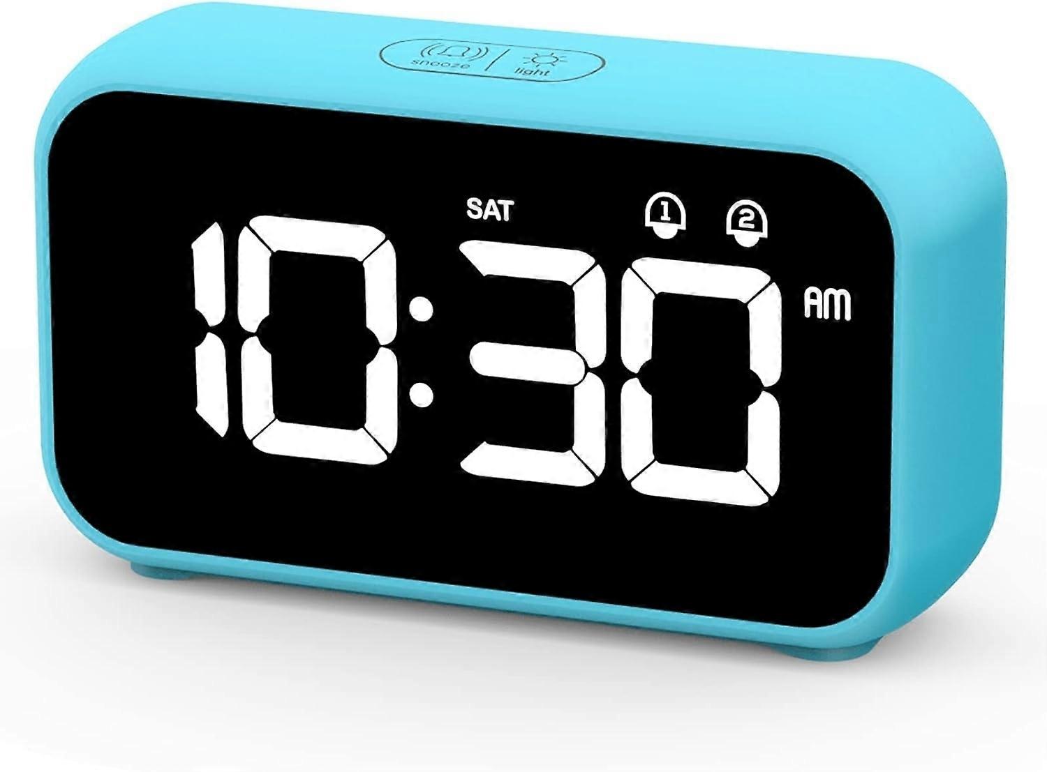 LED Digital Alarm Clock with Snooze Function, 2 Alarms, 12/24H USB Rechargeable Mirror Surface for B