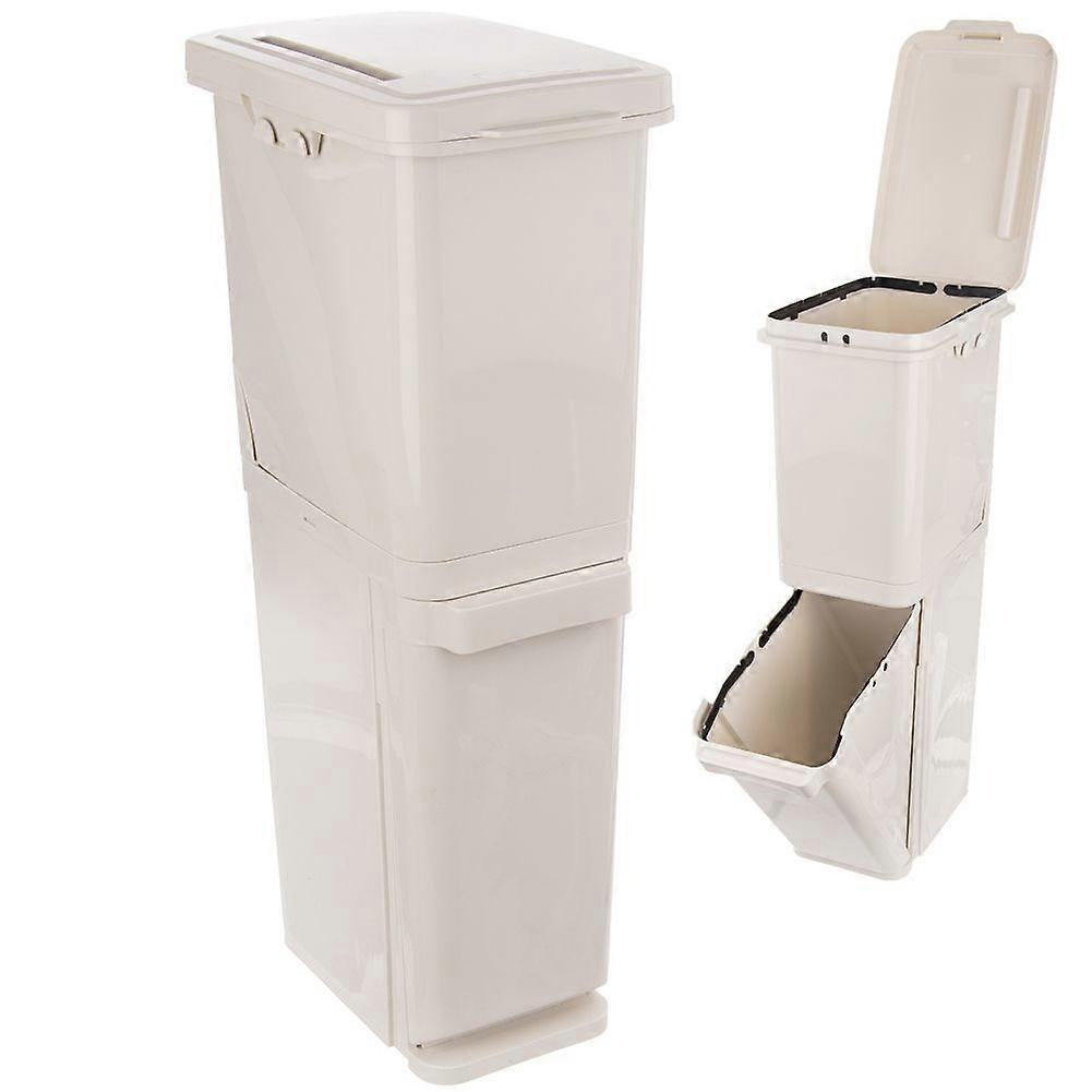 Two-level sorting basket in beige plastic, 17.5L per basket