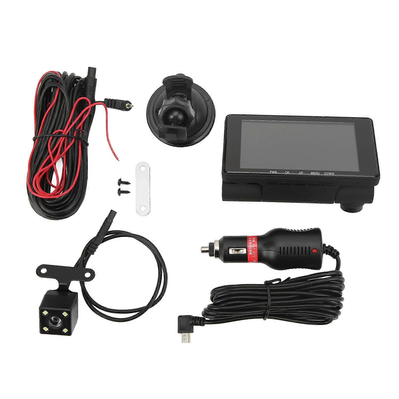 Car Driving Camera 3 Way Dash Camera Night Vision Car Driving Recorder With Gps Gravity Induction Loop Recording
