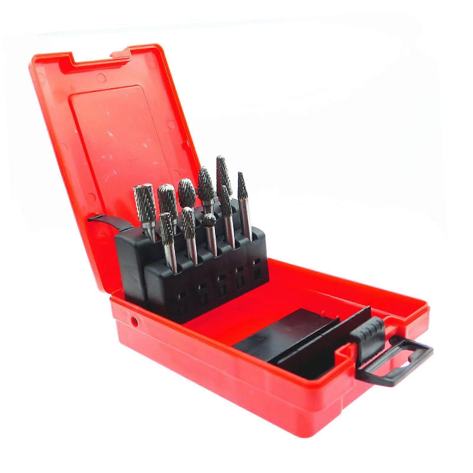 10 deler karbidgratsett Solid wolframstål slipehode for polering