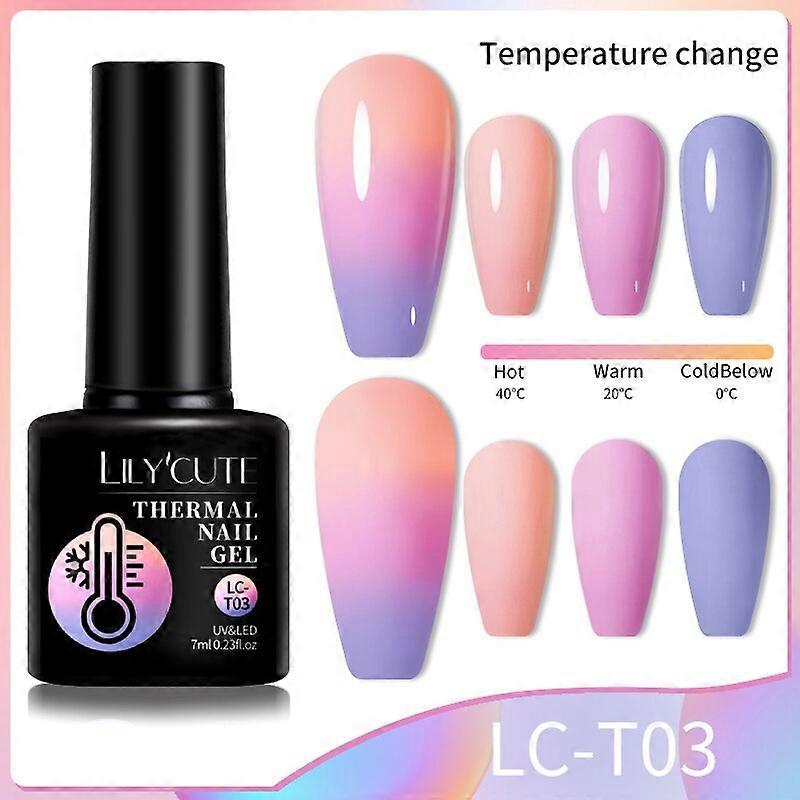 Thermal Nail Gel Polish 3 Layers Temperature Shiny Color Changing Series Semi Permanent  Soak Off UV Nail Gels PolishLC-T03