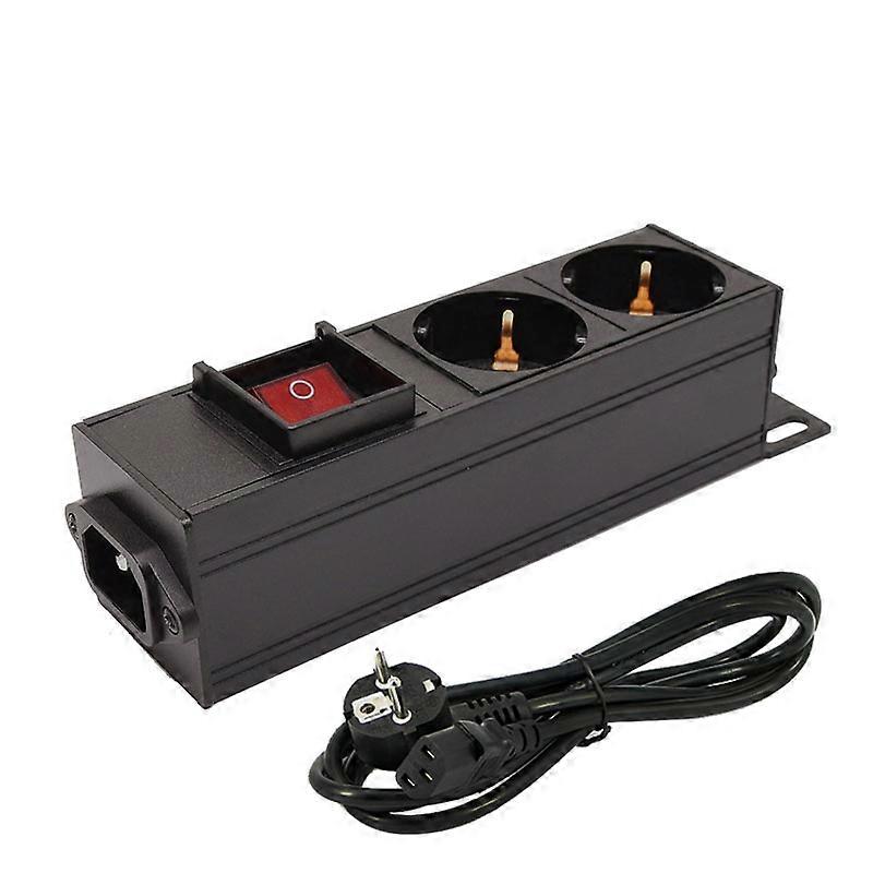 German standard power socket with switch, C13 interface, power strip PDU, engineering network cabinet, 2 AC and EU outlets, wave filter, 16A