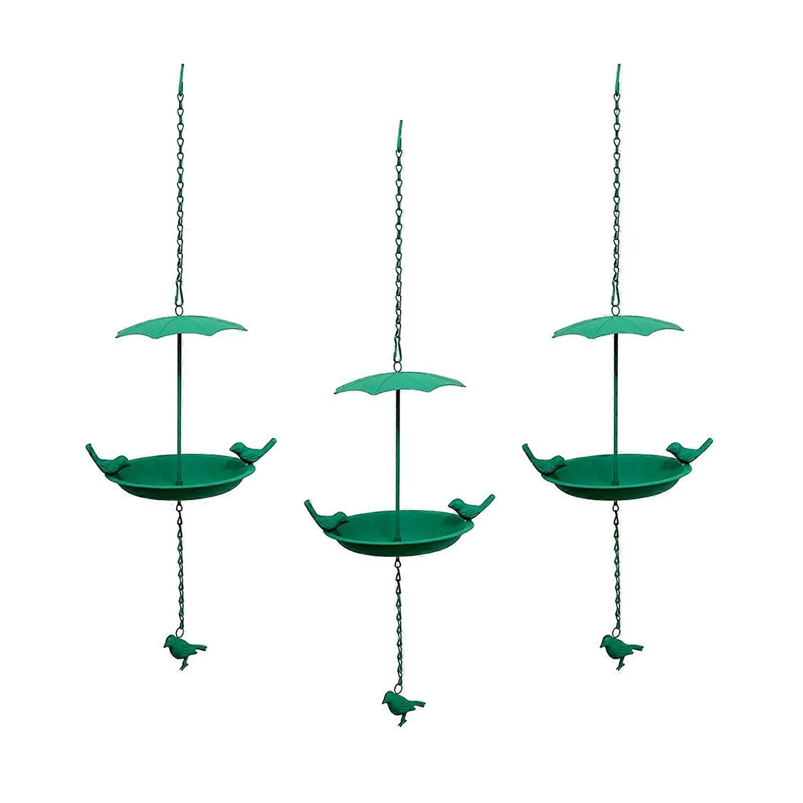 3 Stück Hängende Vogelfutterhäuschen für den Außenbereich Robustes Metall für Balkon Außenterrasse Grün