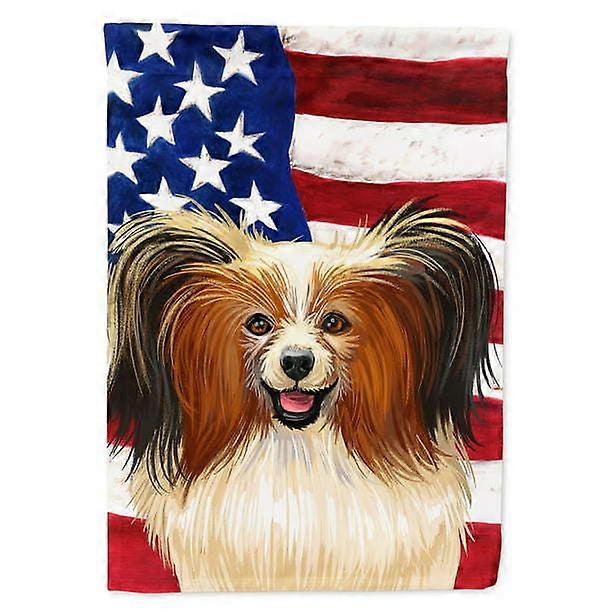 Phalene Dog American Flag Flag Canvas House Size