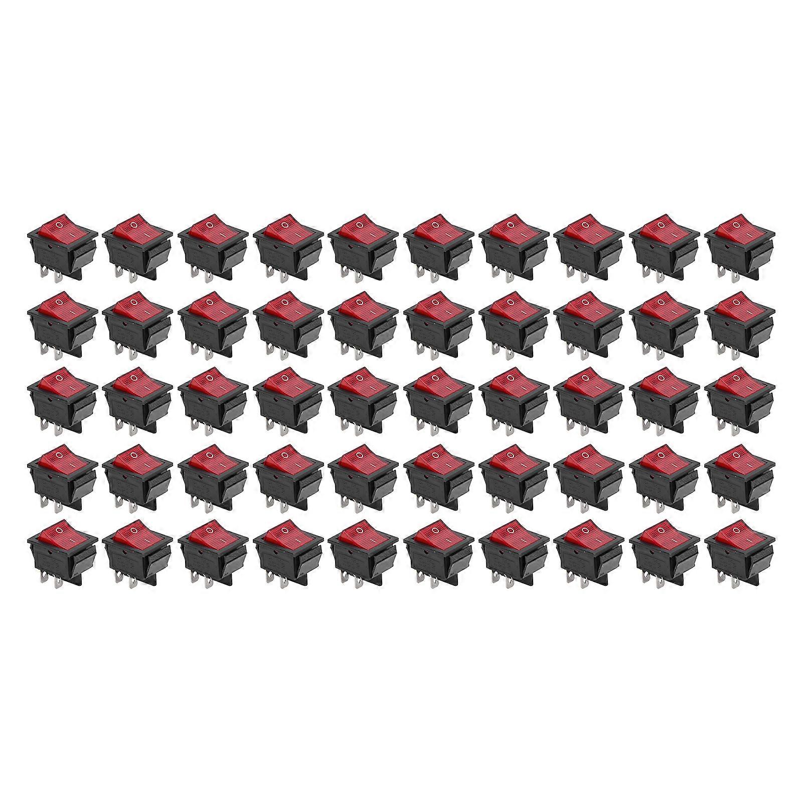 50PCS Snap Power Switch Messing 4-polige 2-Positionen-Mini-Bootswippschalter Hochstrom 125 / 250VRed