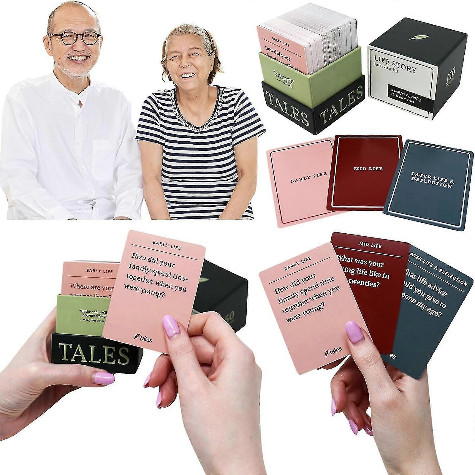 150 Life Story Interview Kit Cards - Tales Life Story Interview Kit- Get to Know Parents and Grandparents for Family Game Night with Curated Question