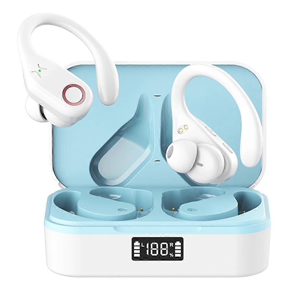 YW02 Bluetooth In-Ear Headset Headphone Wireless Earphone with Digital Display Charging Bin - White+