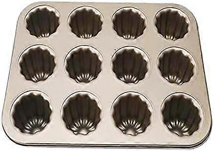Moule  gteau anti-adhsif 12 compartiments pour canneles, muffins, ptisseries, cupcakes, poles, pour la cuisson au four (champagne dor)