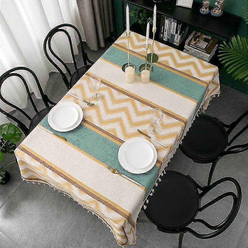 Tablecloths The Table Decoration Dining Room For Rectangular Tablecloths On The Table Cover Stripe 140*160cm Apricot