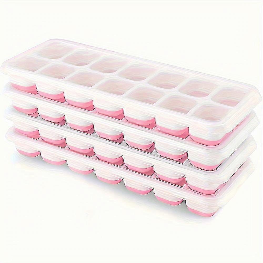 4pcs, Ice Cube Trays, Easy-Release Silicone & Flexible 14-Ice Cube Trays With Spill-Resistant Removable Lid, LFGB Certified And BPA Free, For Cocktail