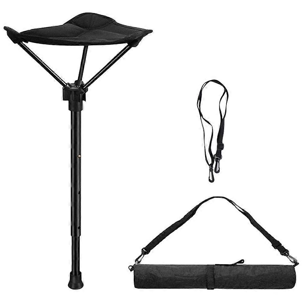 Folding Walking Stick Tripod Stool Adjustable Height Seat Stick Adjustable Seat Folding Stool Folding Stick Chair
