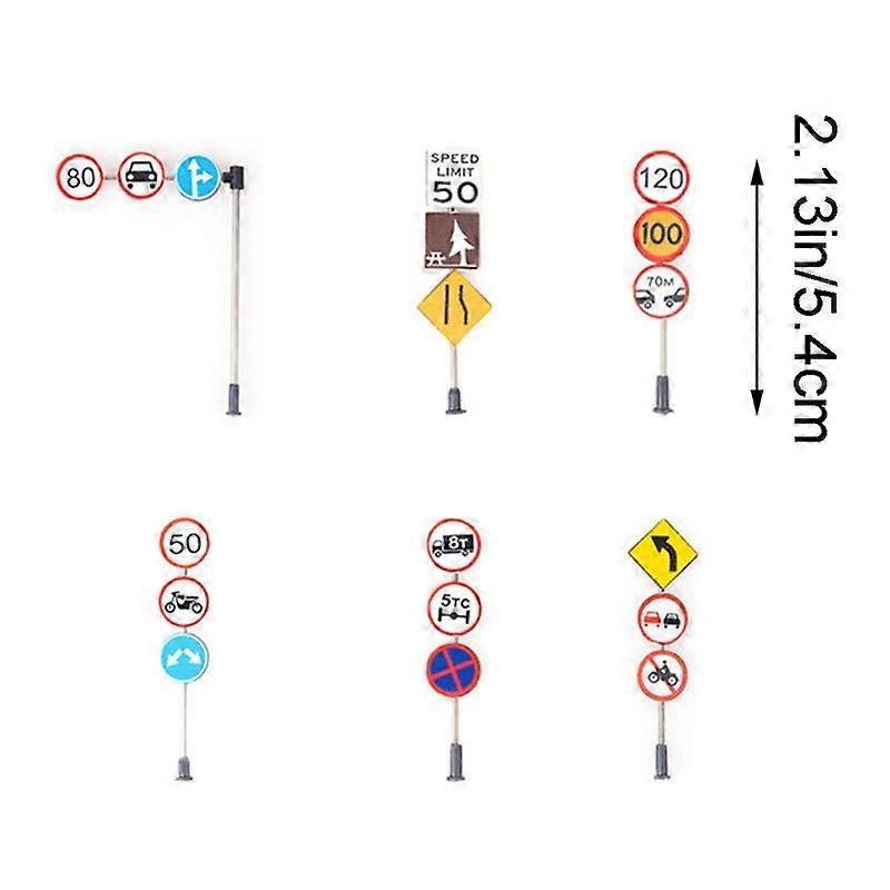 6pcs/set 1/87 Scale Model Mini Traffic Signs Building Sand Table Model Accessories DIY Micro Landscape Decoration Road Signs JOHX