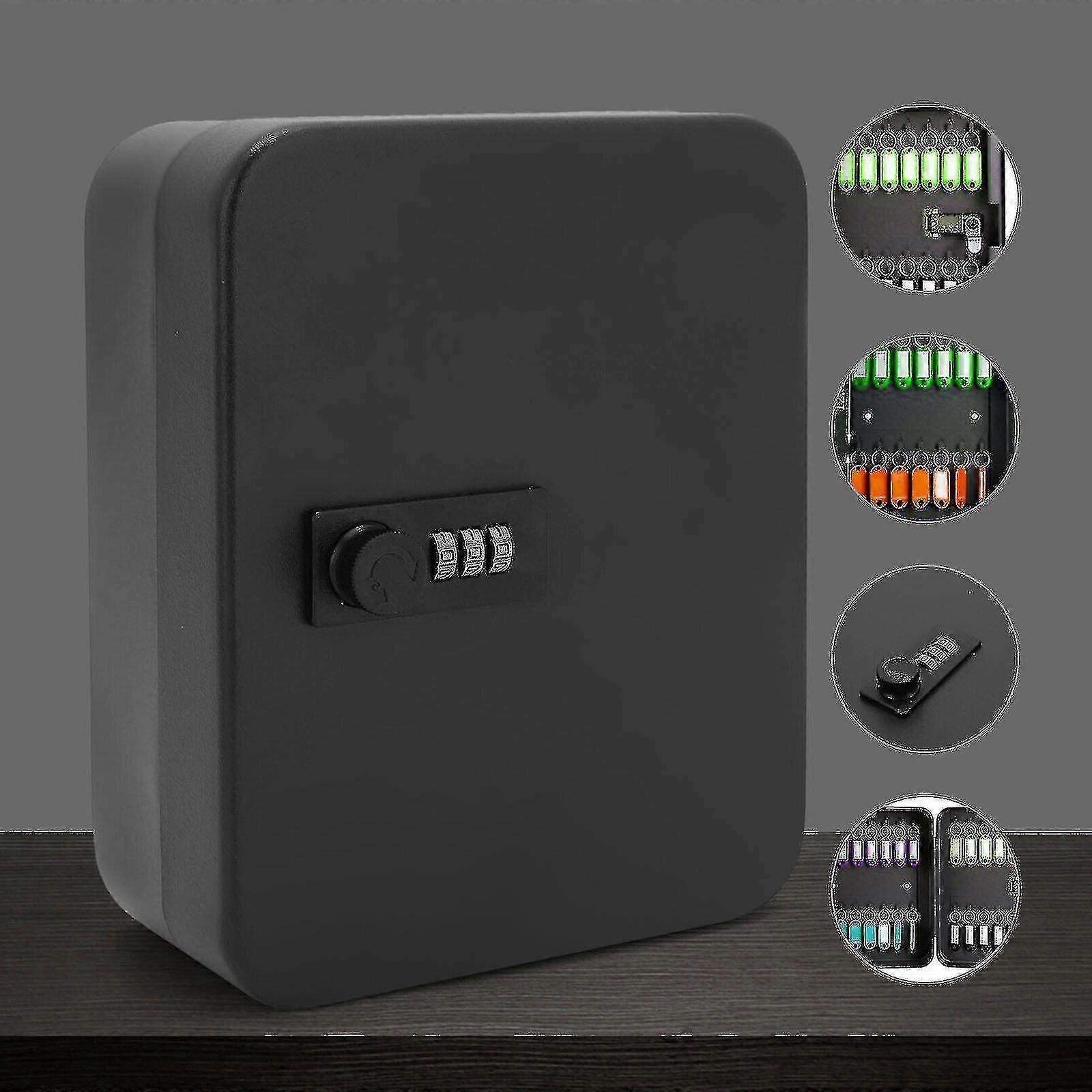 Combination Lock Metal Key Storage Cabinet Wall Mounted Lockable Safe Box 20 Tag