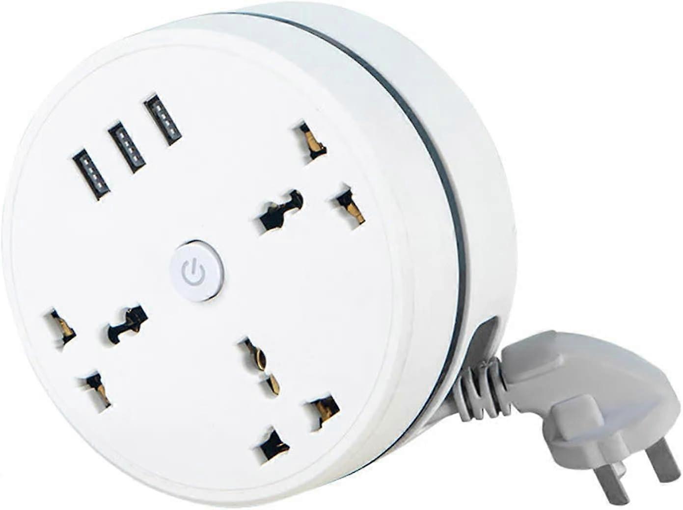 Fanshome Universal Power Strip 3 Socket Extension Cable with 3 USB A 2500W 10A Multi Power Strip Plug Extension with 6.5 ft Rollable Extension Cord fo