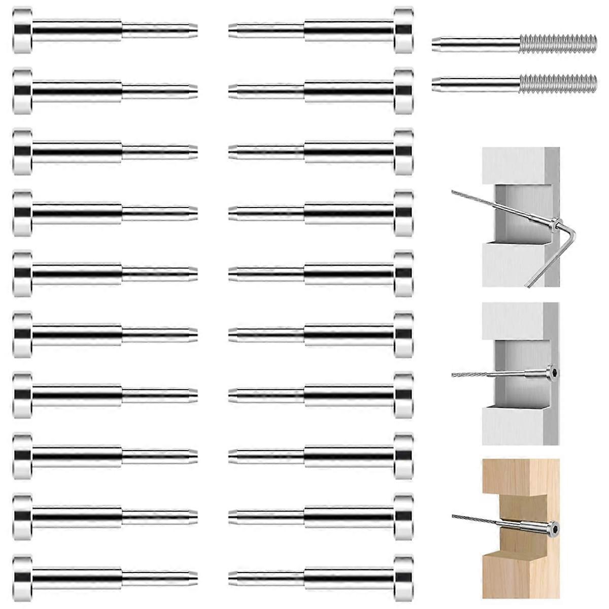 20Pack Invisible Cable Railing Kit,SST316Swage Tensioner and Terminal Hidden for Cable Railing,for Wood/Level/Stair Post