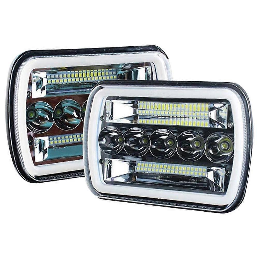 RIDROID 5x7 / 7x6 Inch LED Projector Headlights With Halo DRL For Jeep Wrangler YJ (1986-1995) & Cherokee XJ