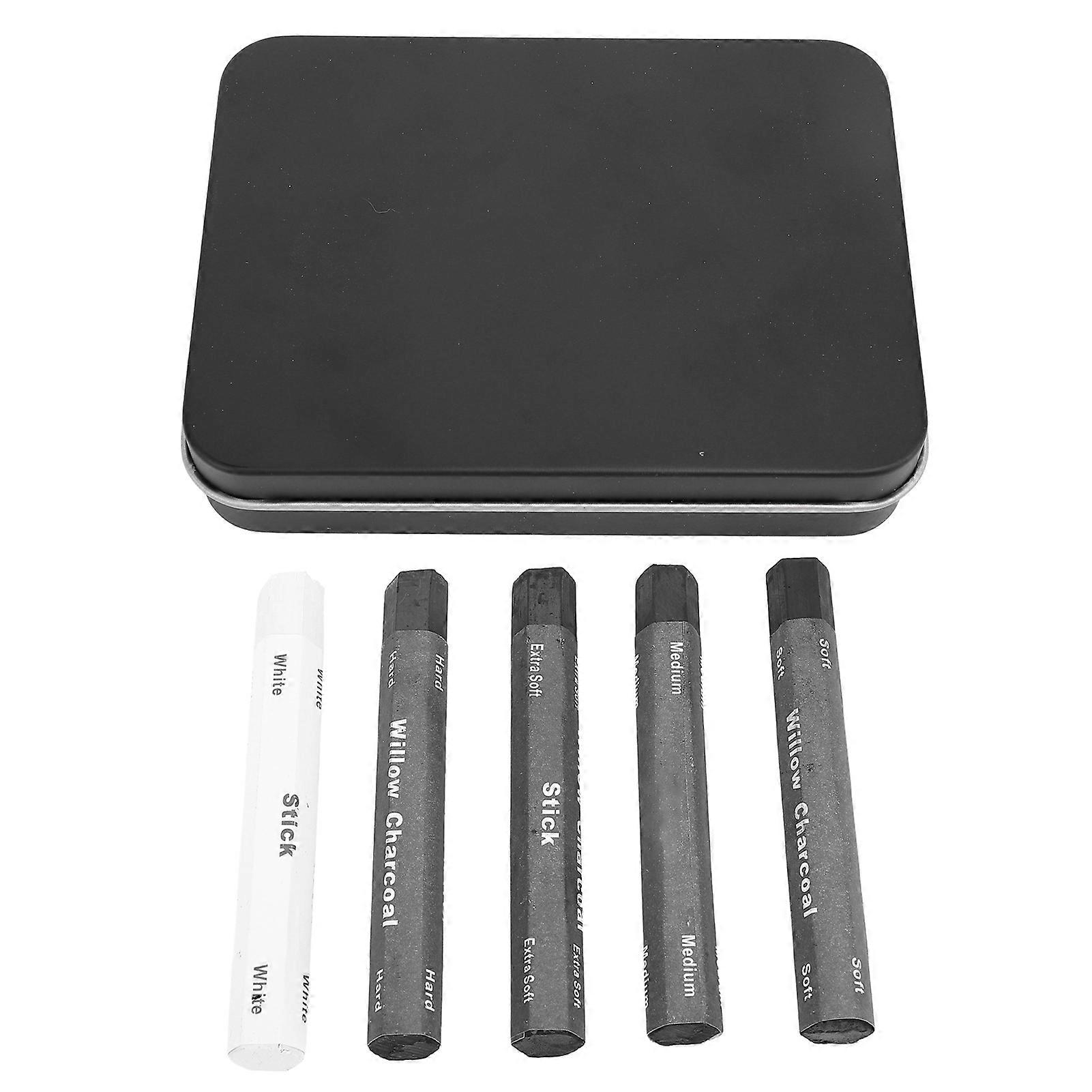 5PCS Drawing Charcoal Multifunctional Artists Charcoal Stick with Storage Box for Sketching Shading