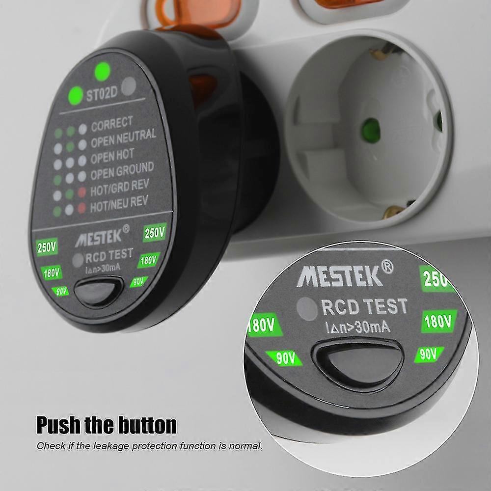 Mestek Advanced Rcd Electric Socket Tester Testing Circuit Polarity Detector Wall Breaker Finder With Voltage Backlight Display