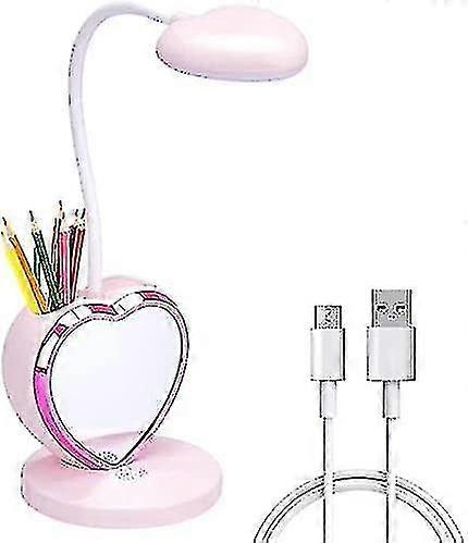 Led Desk Lamp For Kids, Small Desk Lamp With Usb Charging Port Pink