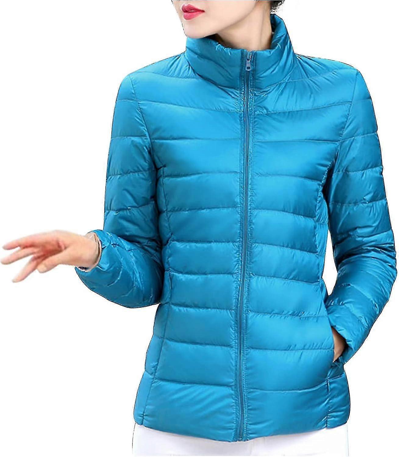 Womens Full Zip Long Sleeve Puffer Jacket Casual Quilted Coat Lightweight Warm Down Jackets With Pockets