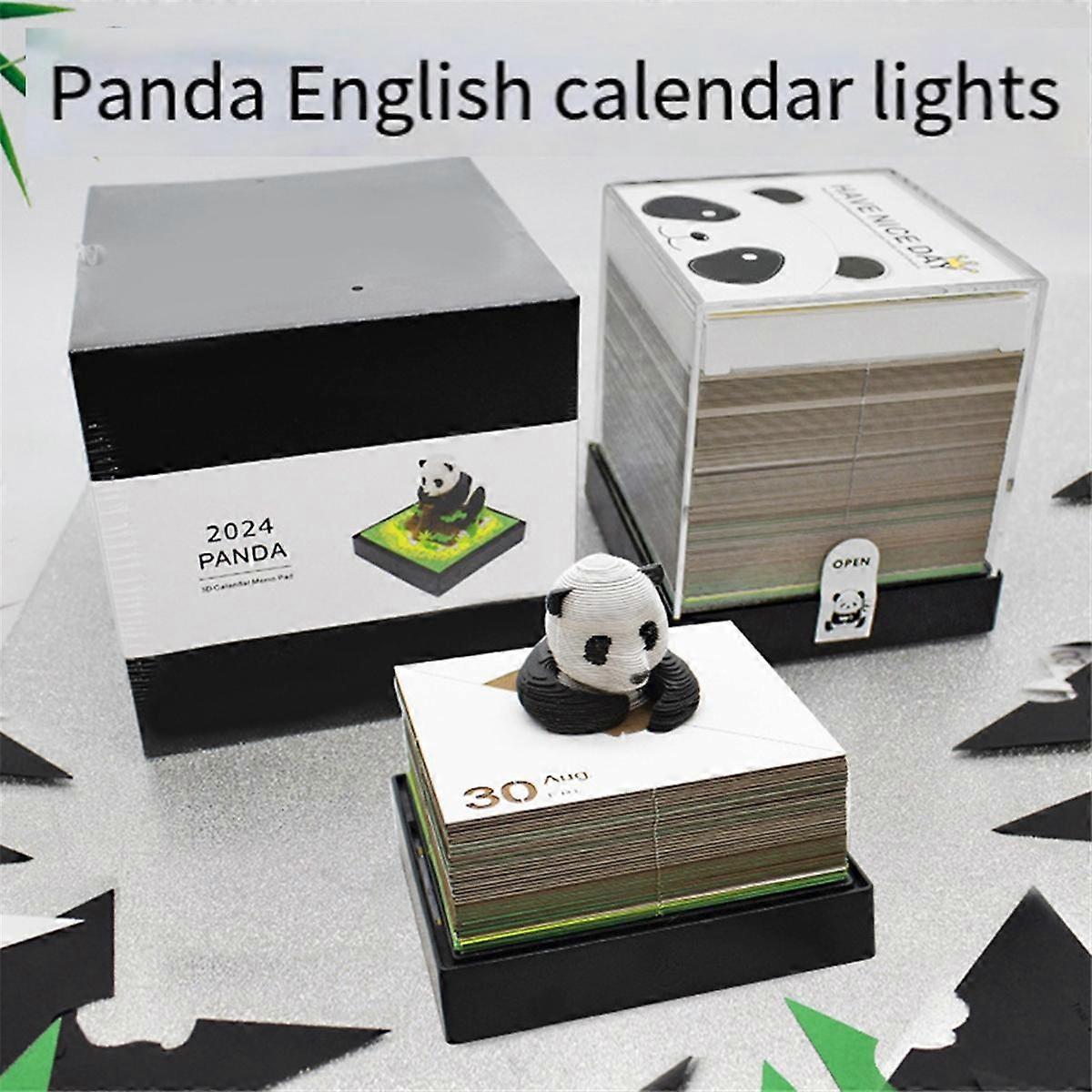 3D Panda Calendar 2024 Paper Carving Art with Light Time Piece Calendar 2024 for DIY Gifts Desktop