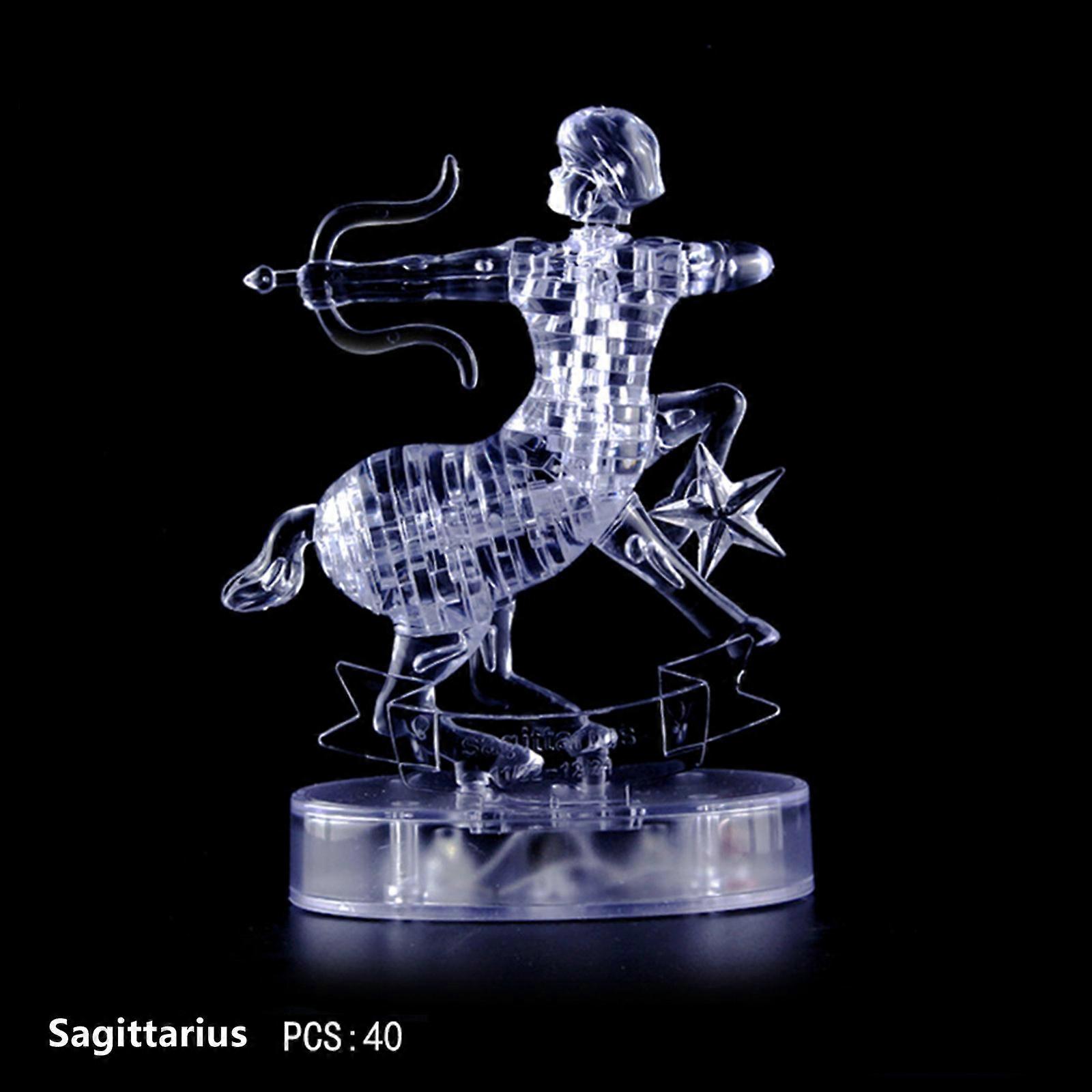 Crystal Puzzle Jig-saw Clear Twelve 12 Astrolog Flash LED Light 242018