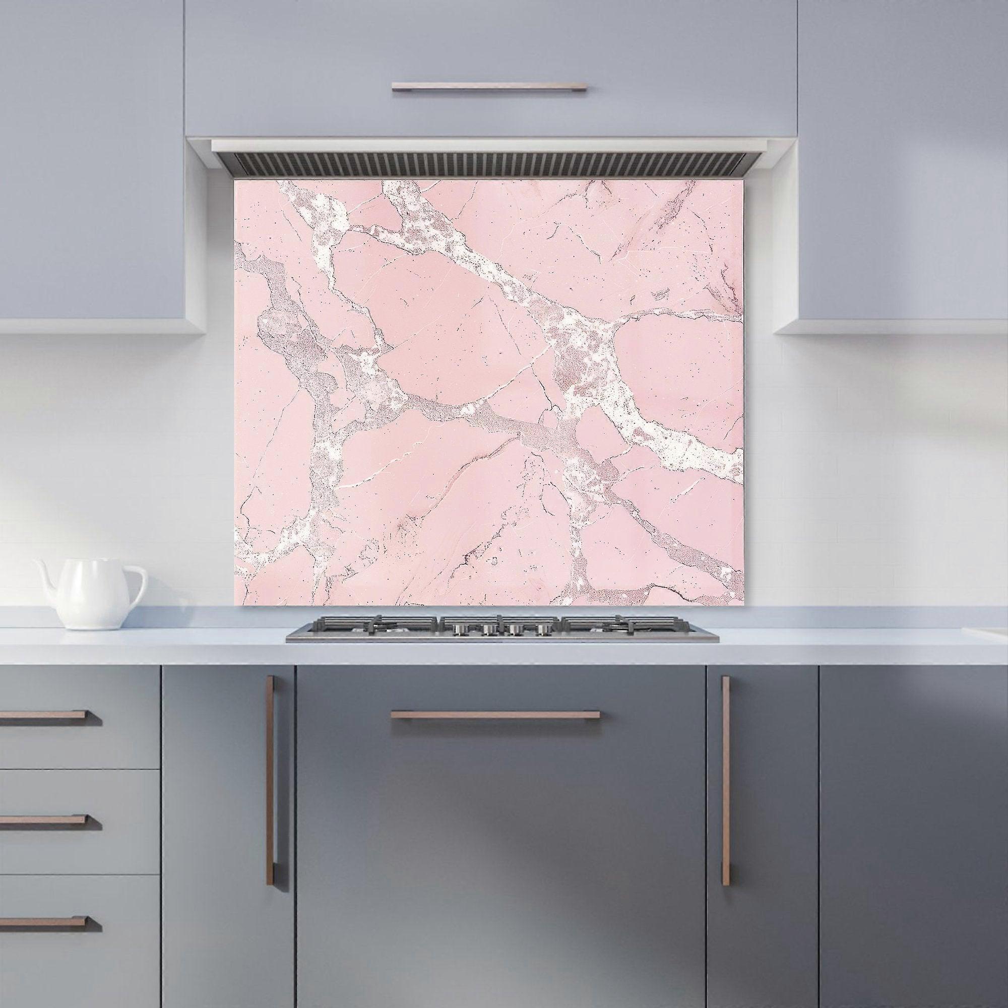 Baby Pink Quartz Effect Kitchen Splashback