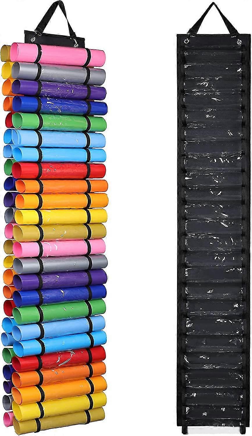 Vinyl Storage Organizer - Vinyl Roll Holder Wall Mount/over The Door, Craft Vinyl Storage Rack, Hanging Organizer Storage With 48 Roll Compartments (b