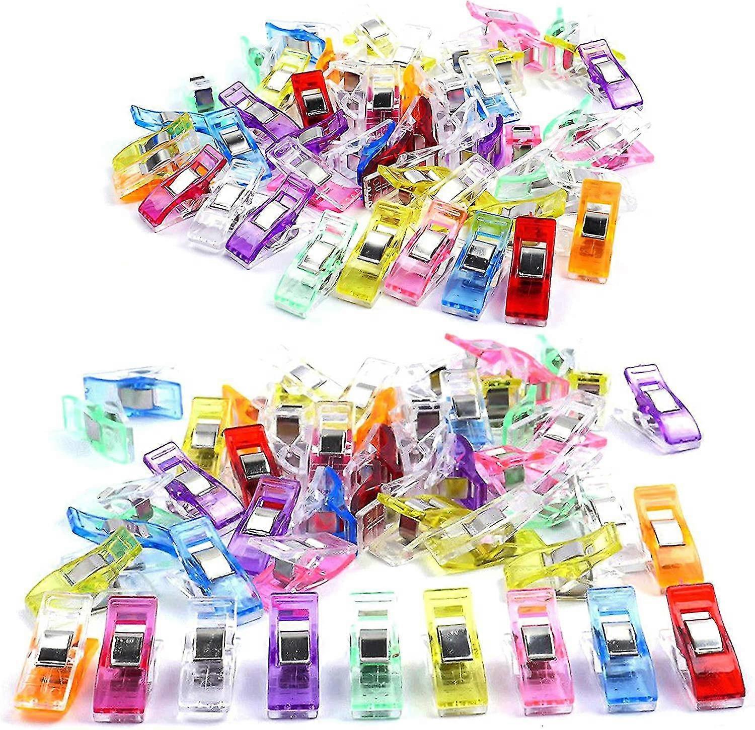 100 Pieces Sewing Clips Assorted Colors Quilting Clips Clamps With Marking Lines Compatible With Crafting Binding Crochet Knitting Holding Hanging