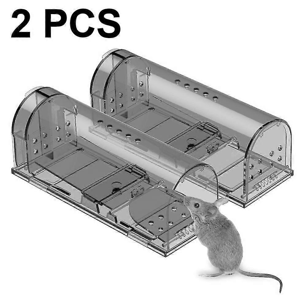 2 Pcs Smart Mouse Trap That Work No Kill Mice Catcher Indoor Outdoor Small Mice Traps Live Catch And Release, Easy To Set And Reusable, Safe For Peopl