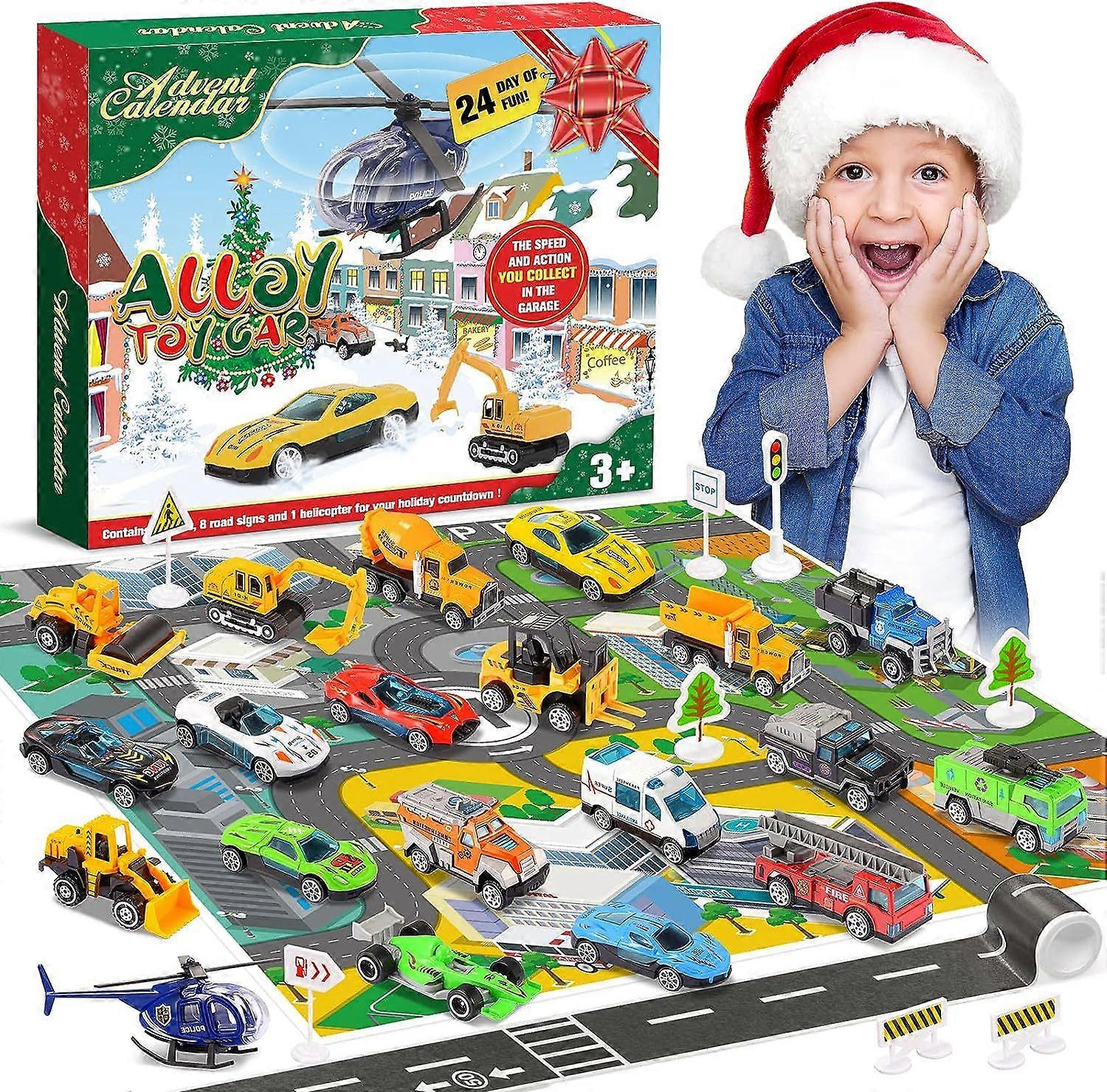 2024 Christmas Advent Calendar,Alloy Construction Engineering Vehicle Toys for 3-8 Year Old Boys Girls 24 Days Countdown Calendar Stocking Stuffer Chr