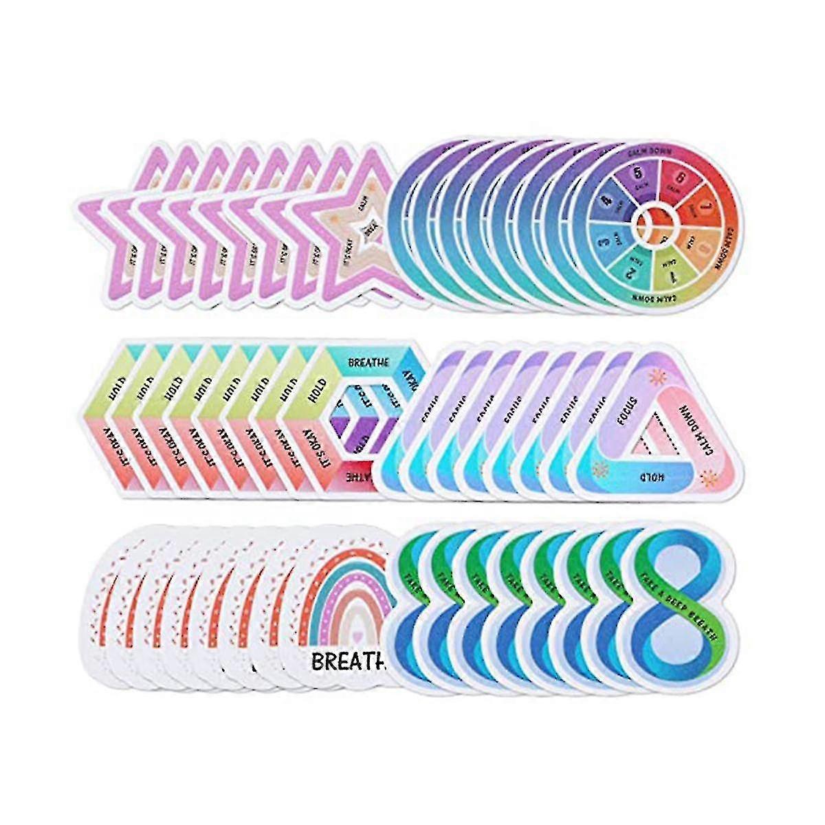 48pcs Calm Stickers Compatible With Anxiety Sensory Stickers, 6 Styles Fidget Tactile Rough Textured Strips, Re