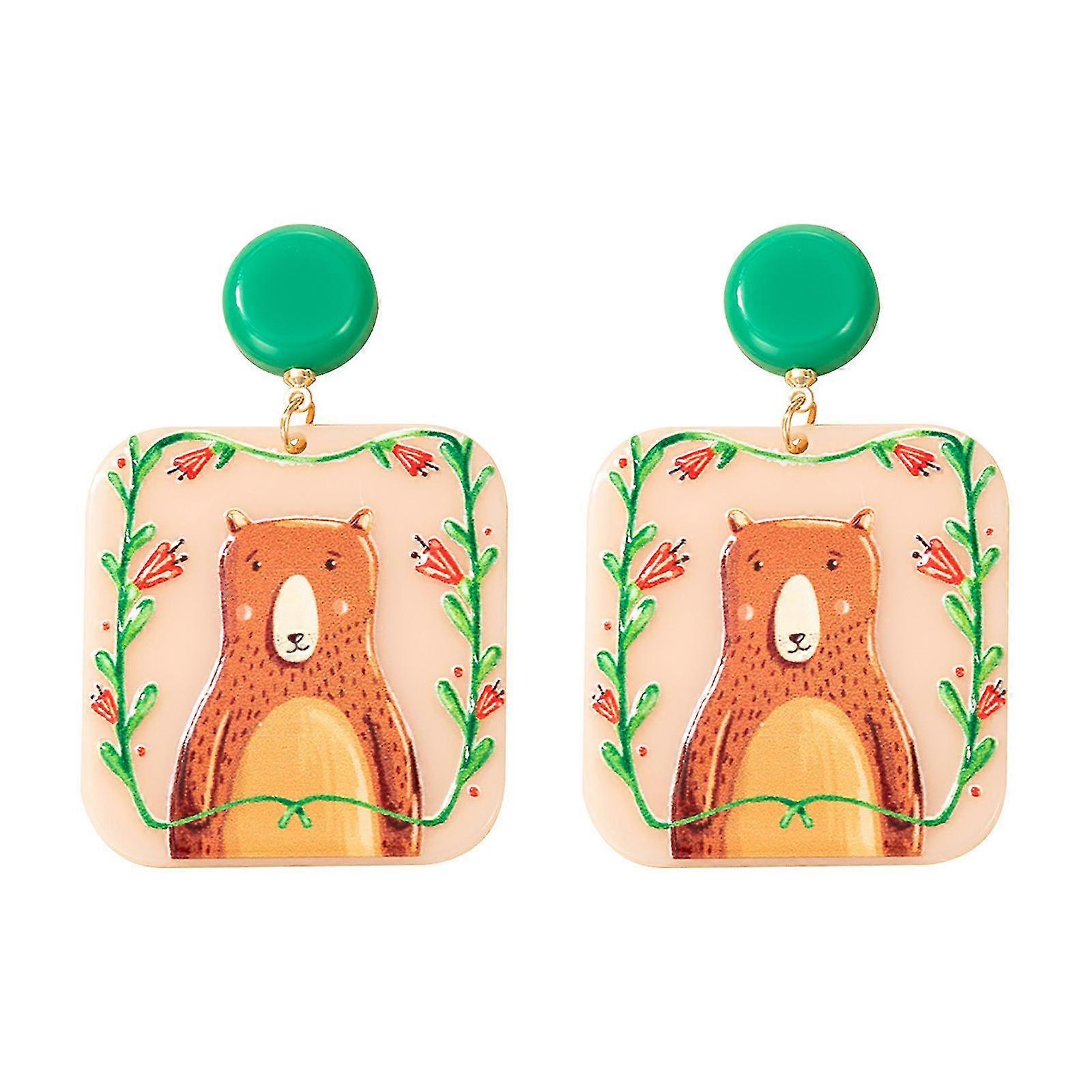 الحيوان والنبات مجموعة متنوعة من الألوان مجموعة متنوعة من تصميم جميلة طباعة الأقراط