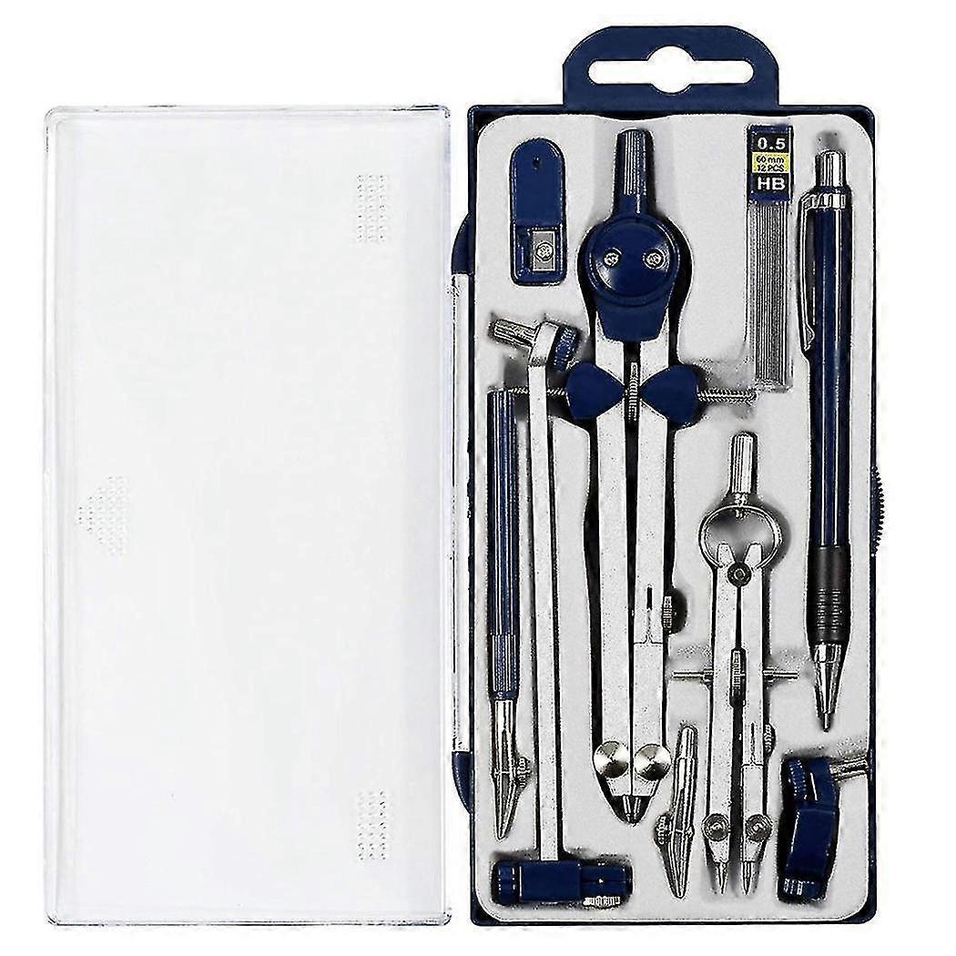 9pc Geometry Set Metal Compass Geometry Precision Tool For Student, Drawing Tool And Architecture D