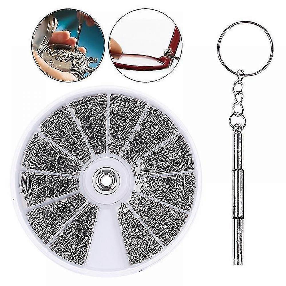 600pcs Tiny Screws Nut + Screwdriver Watch Eyeglass Glasses Repair Tool Set